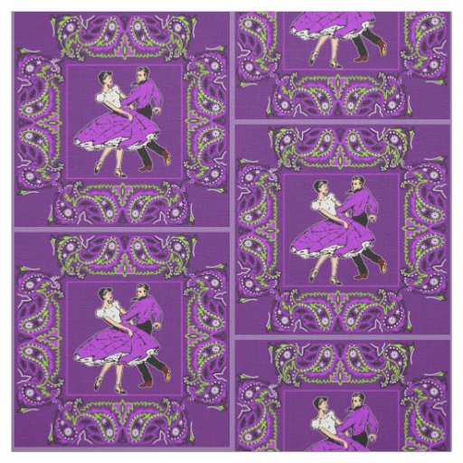 Square Dance Couple Purple And Purple Bandana 2 Fabric