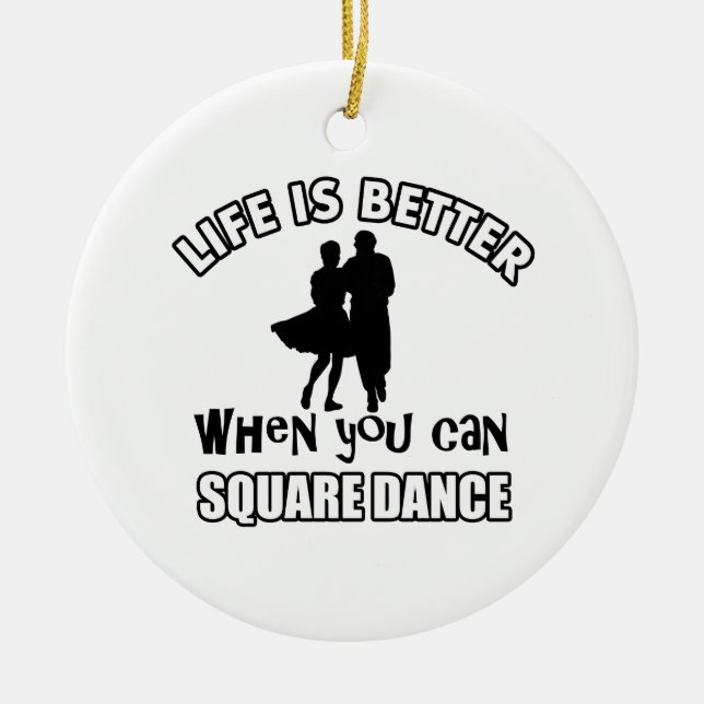 square Dance Designs Ceramic Ornament (Front)