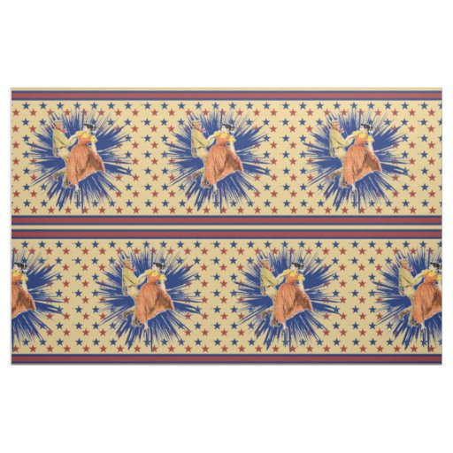 Square Dance Swing Dance Couple Star Stripe 9" Fabric