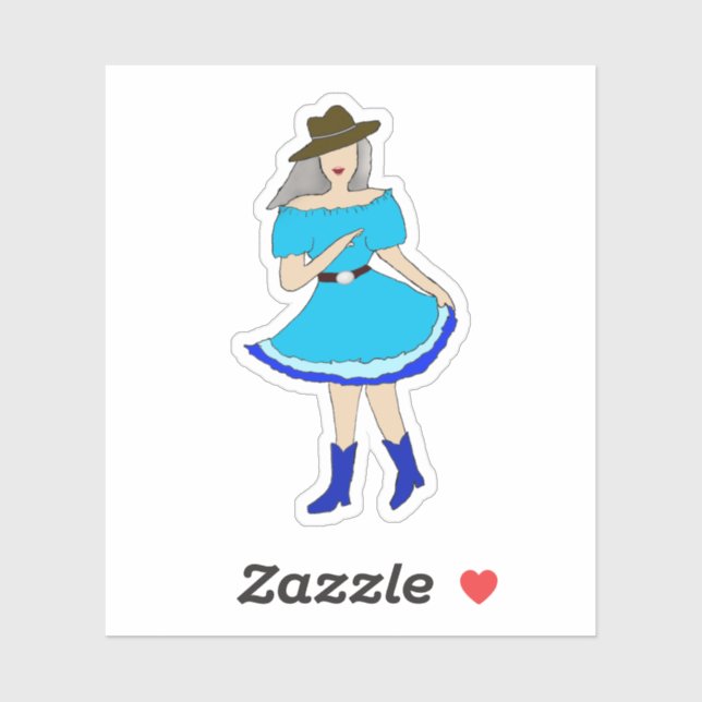Square Dance Woman Sticker (Sheet)