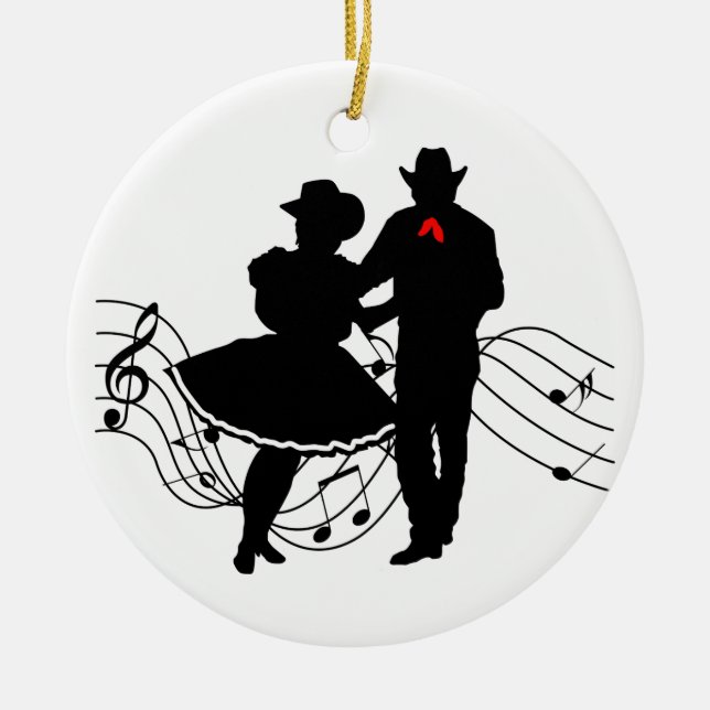 Square Dancing Ceramic Ornament (Front)