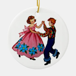 Square Dancing Ceramic Ornament