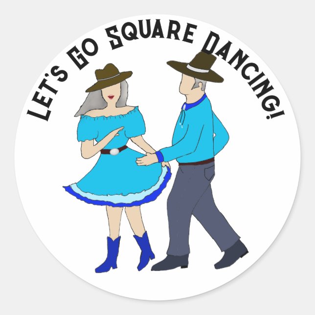Square Dancing Couple Classic Round Sticker (Front)