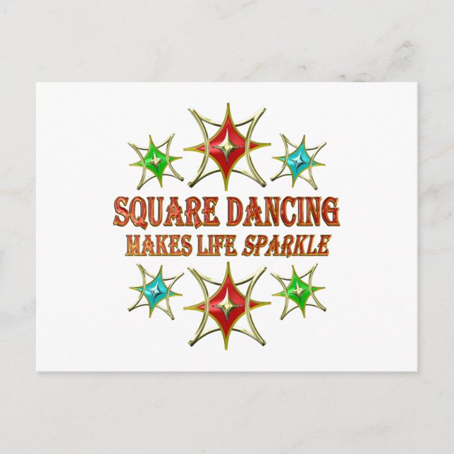 SQUARE DANCING FANCY STARS POSTCARD (Front)