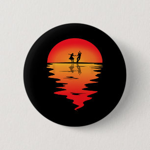 Square Dancing Sunset Square Dancer Vintage Square Button