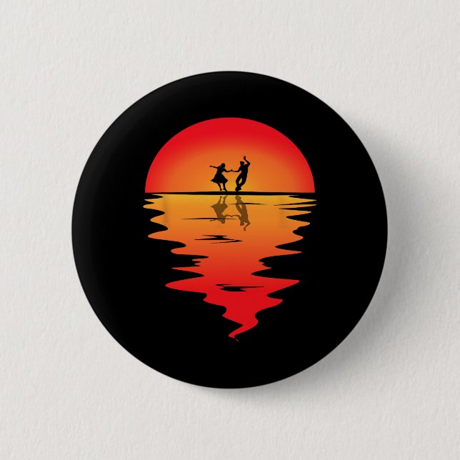 Square Dancing Sunset Square Dancer Vintage Square Button (Front)