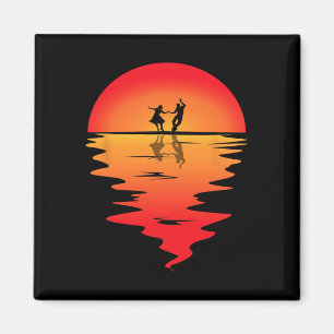 Square Dancing Sunset Square Dancer Vintage Square Magnet