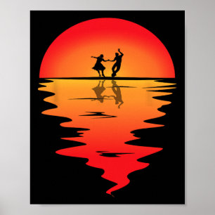 Square Dancing Sunset Square Dancer Vintage Square Poster
