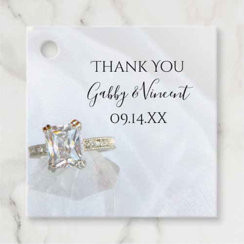 Square Diamond Ring and Pillar Crystal Wedding Favor Tags