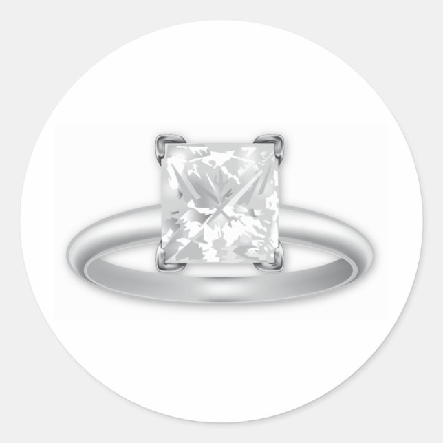 Square Diamond Ring Classic Round Sticker (Front)