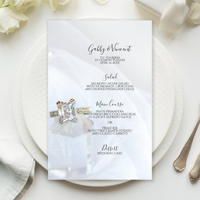 Square Diamond Ring Pillar Crystal Wedding Menu (Creator Uploaded)