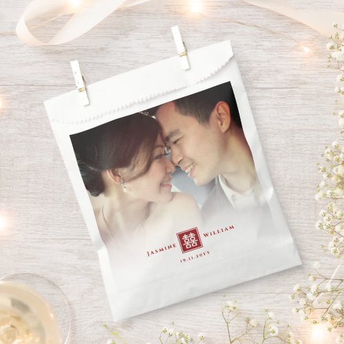 Square Double Happiness Classic Chinese Wedding Favor Bag