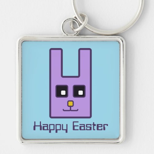 Square Easter Bunny Keychain