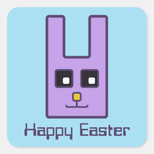 Square Easter Bunny Stickers