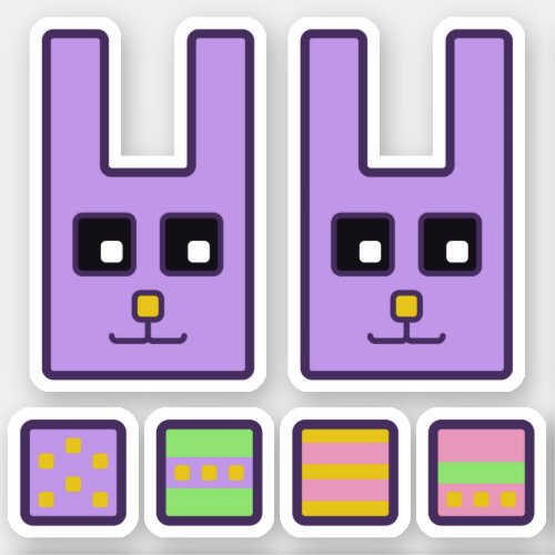 Square Easter Bunny Vinyl Stickers