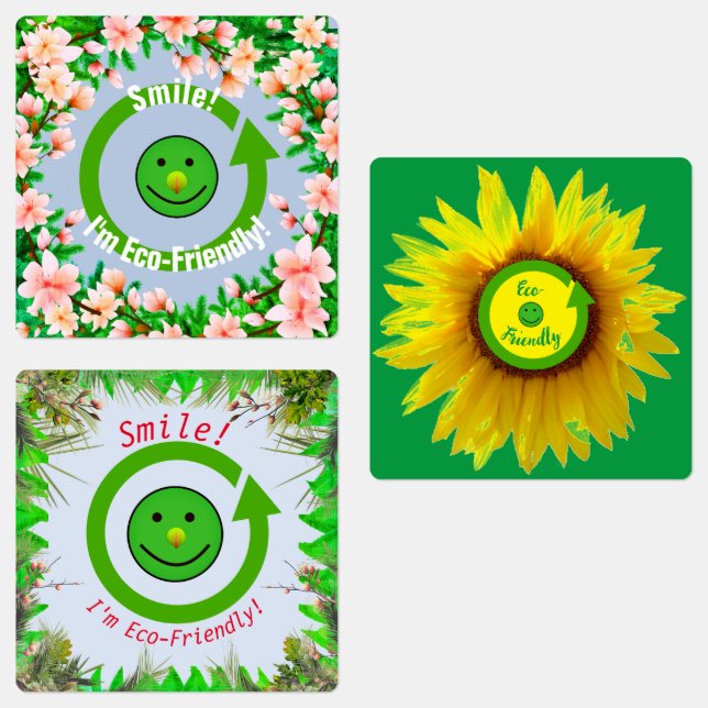 Square / Eco-friendly Smile Labels (Group)