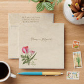 Square Elegant Botanical Floral Vintage Tulips Art Envelope (Desk)