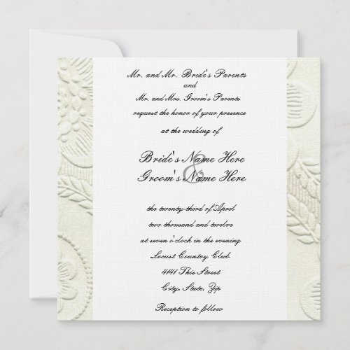 Square Elegant Embossed Design Wedding Invitation