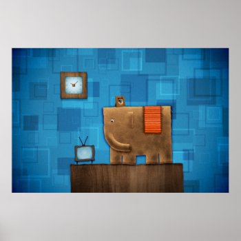 Square Elephant Poster by vladstudio at Zazzle