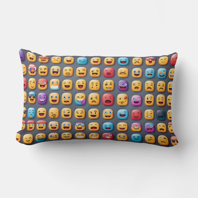 Square Emojis Lumbar Pillow (Front)