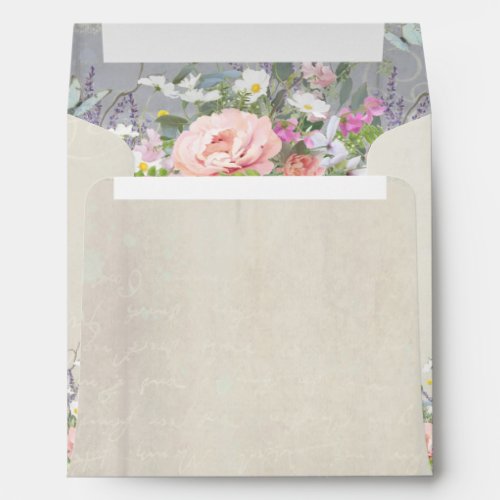 Square Envelope Wood Floral Peony Daisy Butterfly