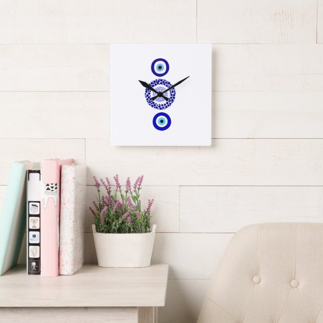 Square Evil Eye Wall Clock (Reading Room)