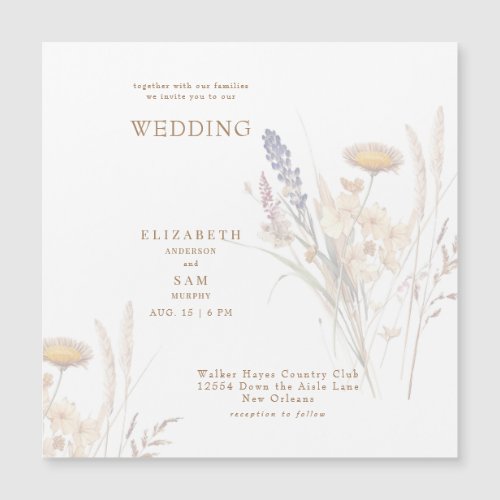  Square Fall Floral Wedding Magnetic Invitation