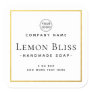 Square faux gold thin border white product label