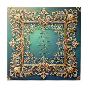 Square Filigree Frame Customizable Bible Verses Ceramic Tile