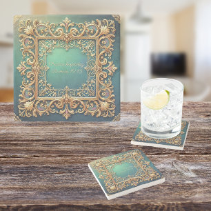 Square Fillagree Frame Customizable  Stone Coaster