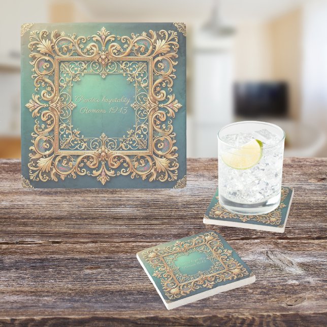 Square Fillagree Frame Customizable  Stone Coaster (Creator Uploaded)