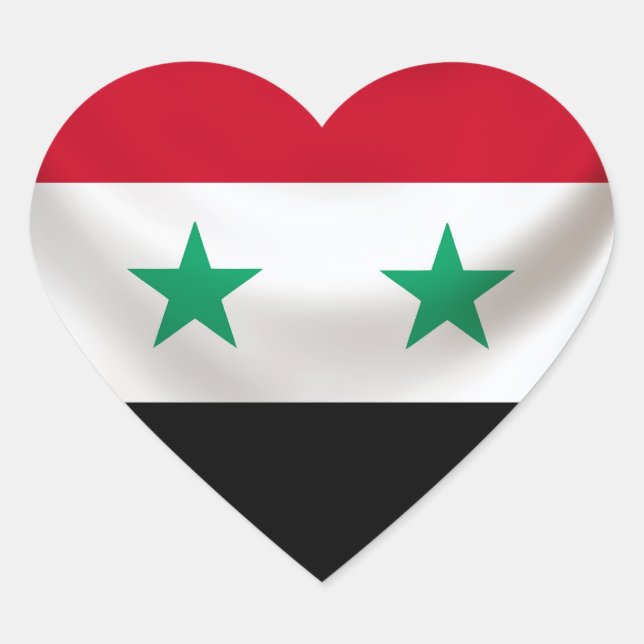 Square flag of Syria, ceremonial draped Heart Sticker (Front)