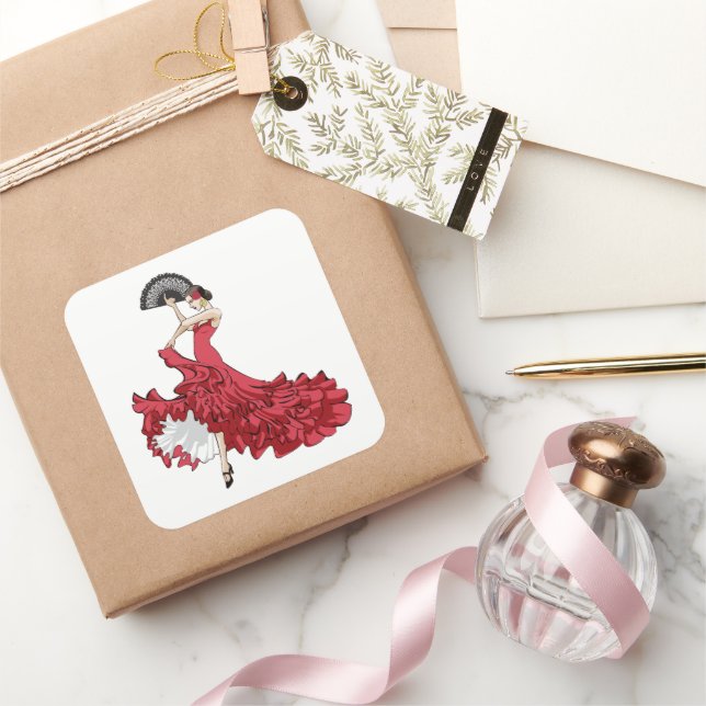 Square Flamenco Dancer Stickers (Gifting)