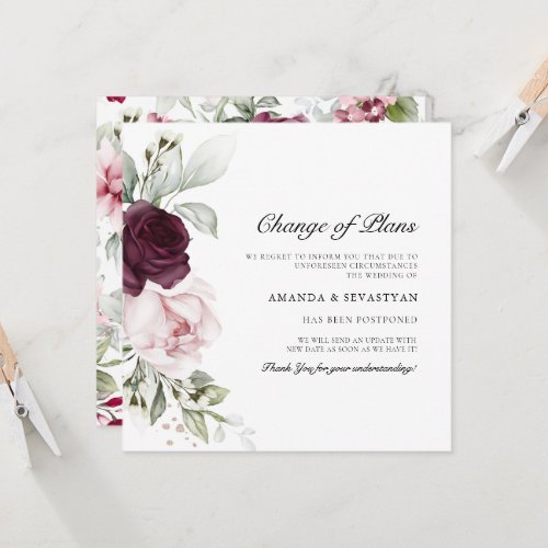 Square Floral Boho  Change Plans  Announcements