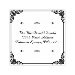Square Flourish - Self-Inking Address Stamp