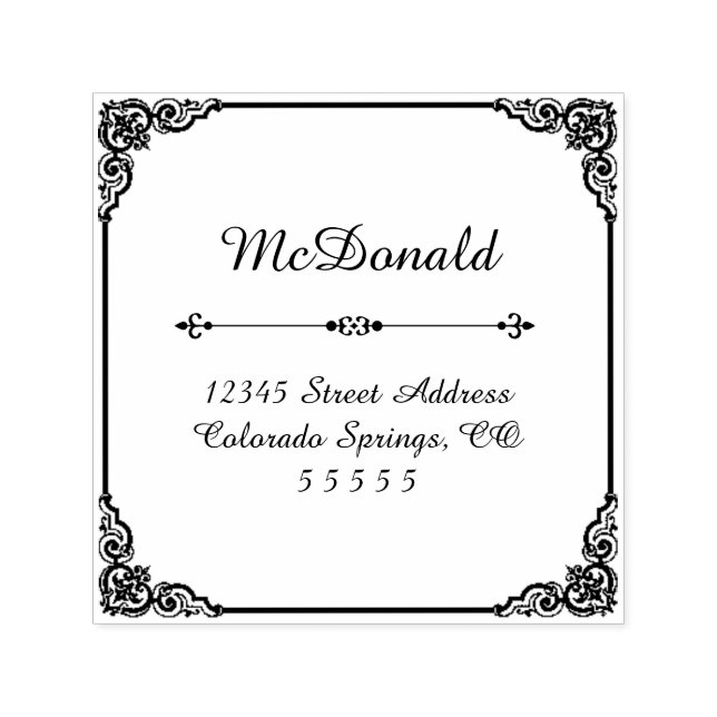 Square Flourish - Self-Inking Address Stamp (Design)