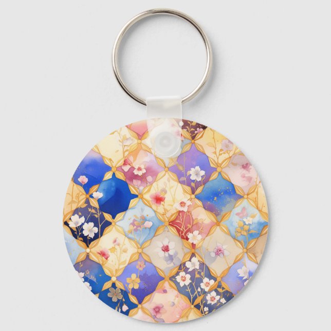 Square Flower 005 Keychain (Back)