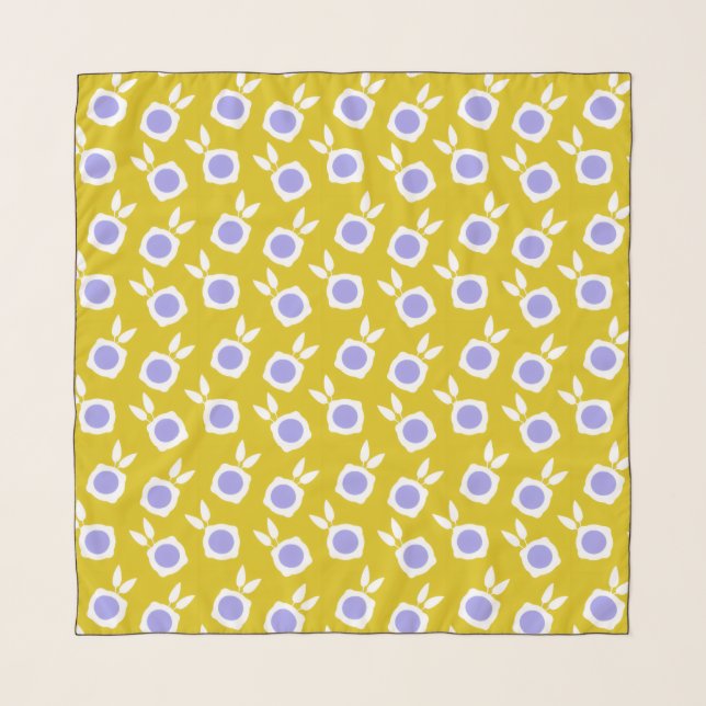 square flowers yellow purple scarf (Front)