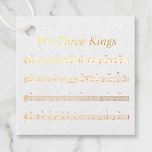 Square Foil Favor Tag We Three Kings Music Sheet