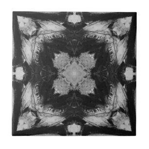 Square four pointed star gray black white charcoal ceramic tile