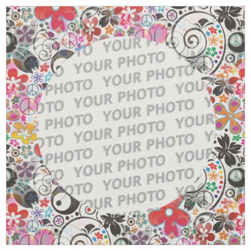 Square Frame Flower Power II + your photos & ideas Fabric