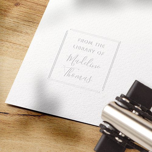 Square Frame Personalized Bookplate Embosser
