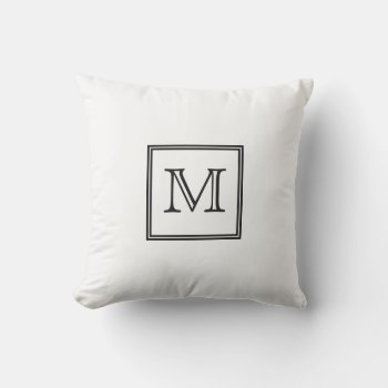 Square Framed Black And White Monogram Throw Pillow by tjustleft at Zazzle