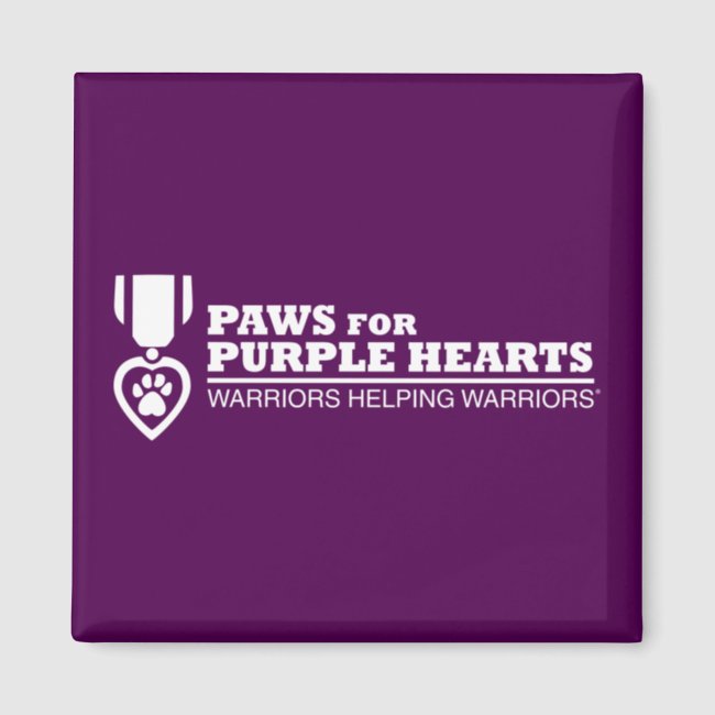 Square Fridge Magnet Button - Purple w White Logo