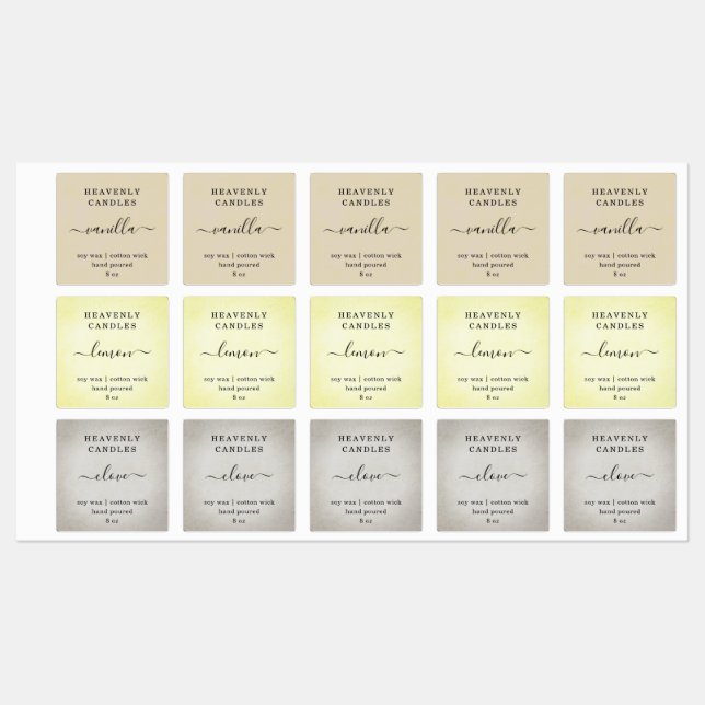 Square -- FULLY EDITABLE Candle Sticker Labels (Sheet)