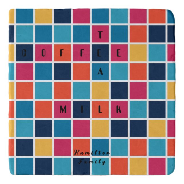 Square Fun Colors Crossword Puzzle Trivet (Front)