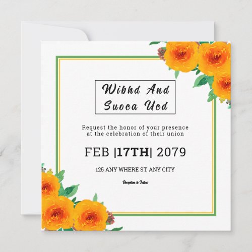 Square Gatefold Weddign Invitation Card Design