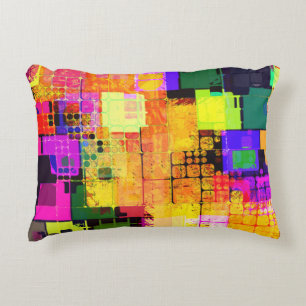 Square Geometric Multicolored Pattern Accent Pillow