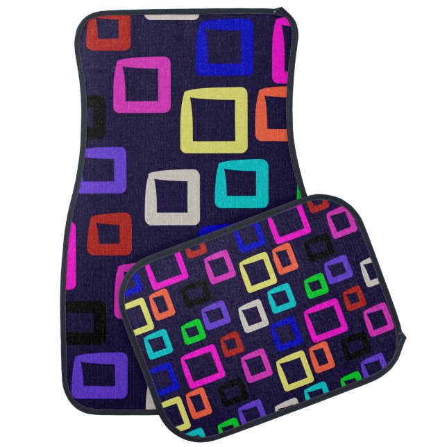 Square geometric painting, seamless design graphic car floor mat (Set)