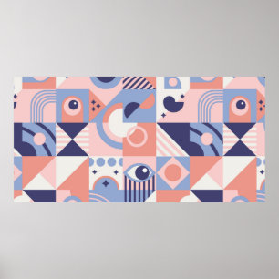 Square Geometric Shapes Background. Aesthetics in Poster